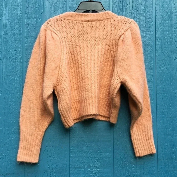 NWT Top Shop Pink Pleated Sleeve Sweater 4 6 Petite P - Picture 4 of 6